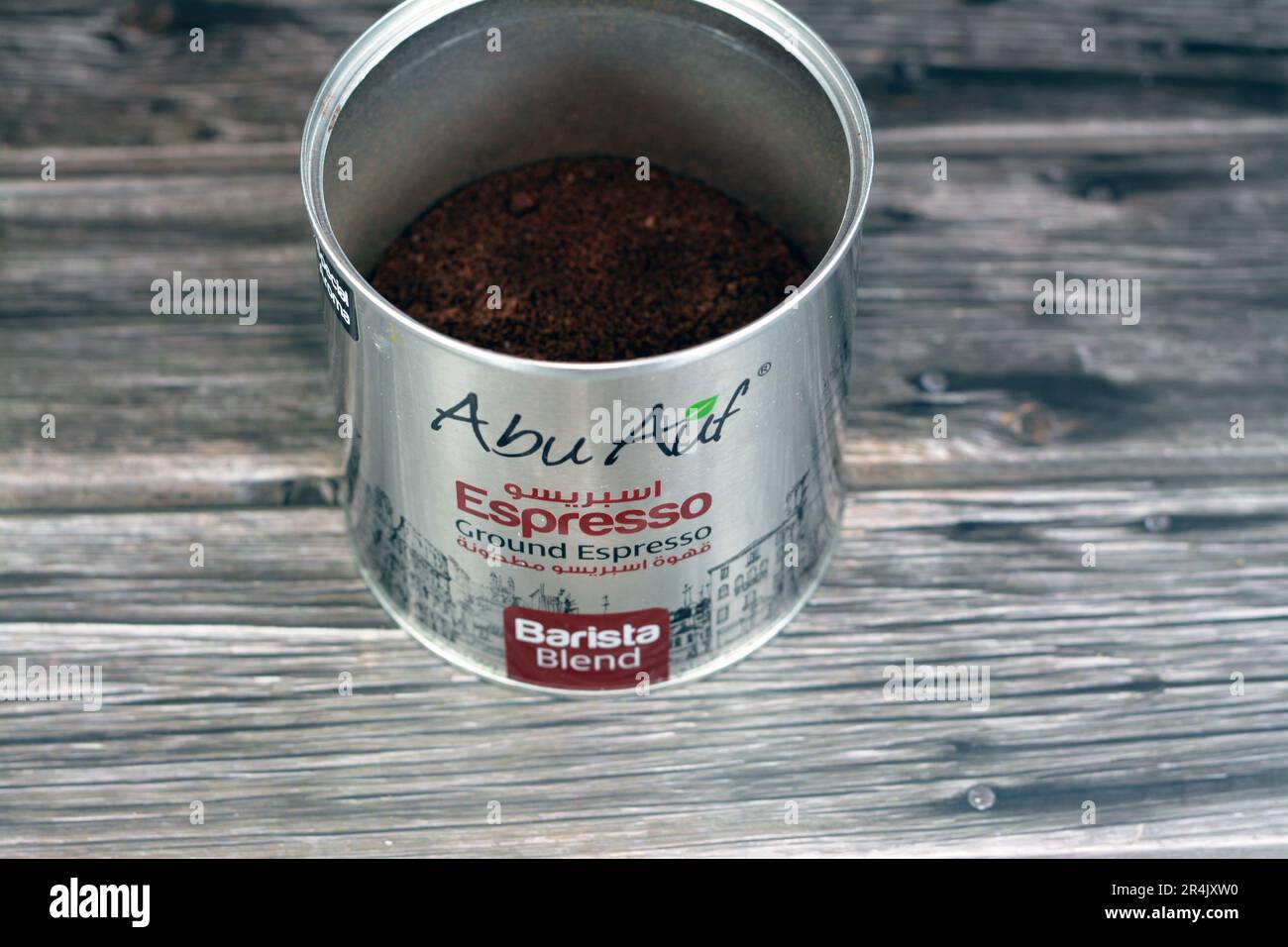 Cairo, Egypt, May 18 2023 Abu Auf ground Espresso Barista blend, Grind