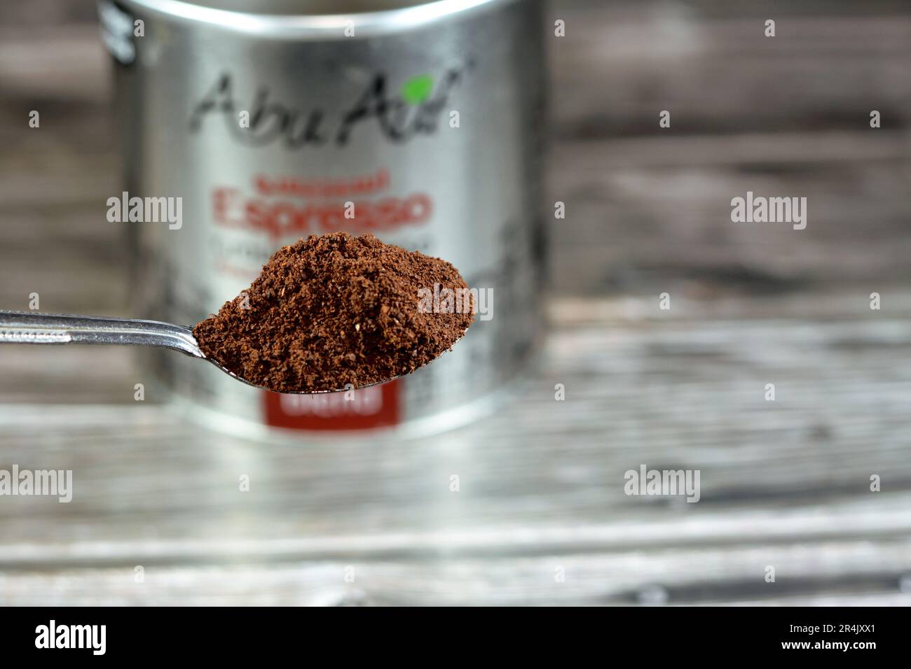 Cairo, Egypt, May 18 2023 Abu Auf ground Espresso Barista blend, Grind