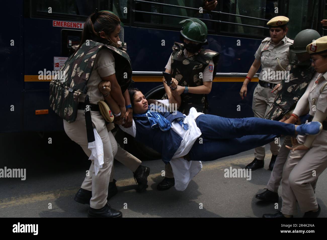 NEW DELHI, INDIA MAY 28 Security Personnel detained Supporters of