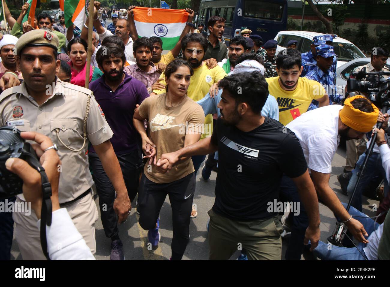 NEW DELHI, INDIA MAY 28 Wrestlers Sakshi Malik, Vinesh Phogat
