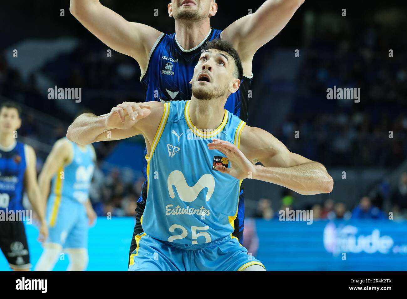 Madrid, Spain. 28th May, 2023. Hansel Atencia player of Movistar Estudiantes seen in action during the ACB Play OFF Promotion second Match between Movistar Estudiantes and Hereda San Pablo at WiZink Center. victory for Hereda San Pablo 89-102 Credit: SOPA Images Limited/Alamy Live News Stock Photo