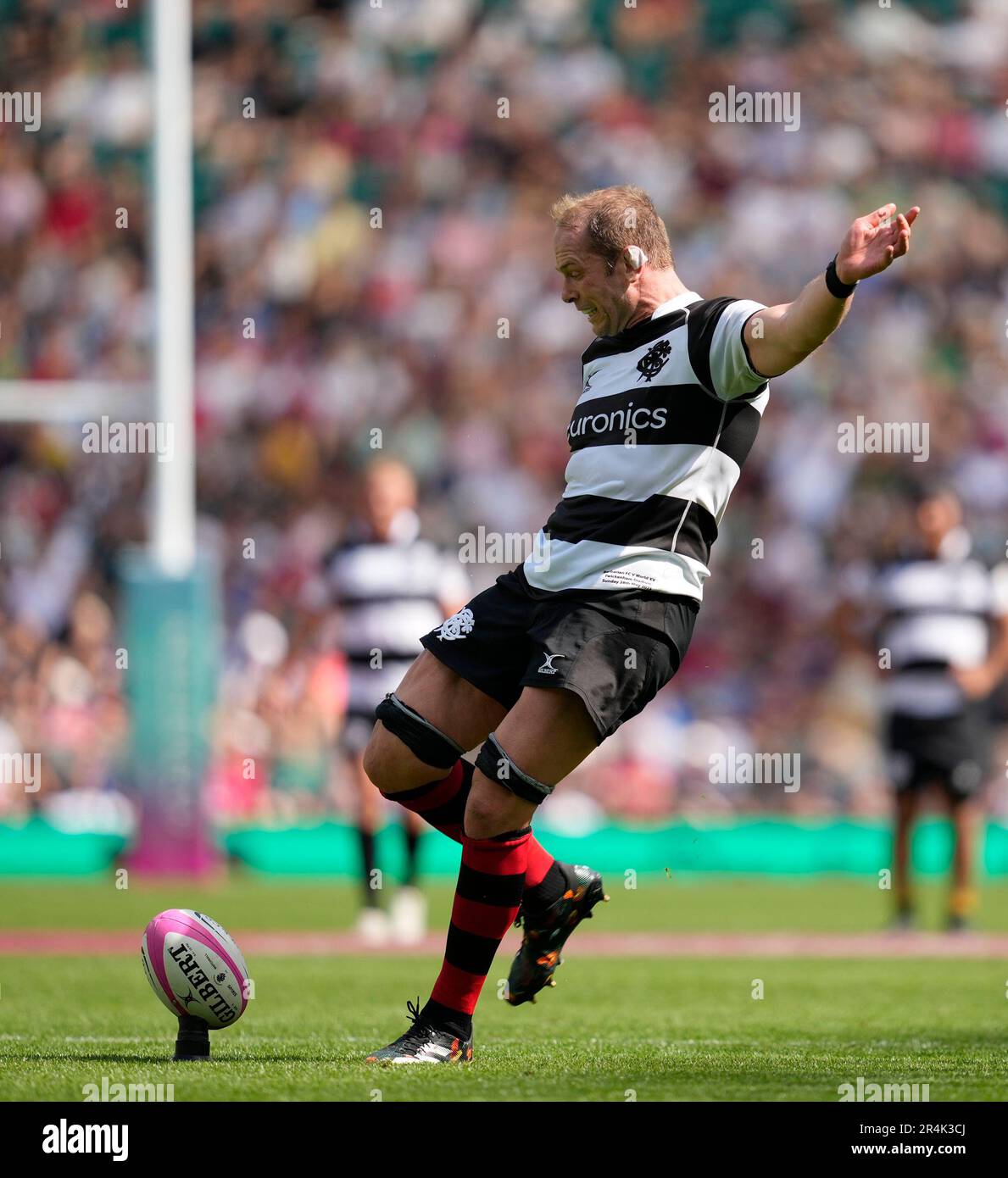 London ,UK, 28 May 2023 Alan Wyn Jones (Barbarians) attempts conversion ...