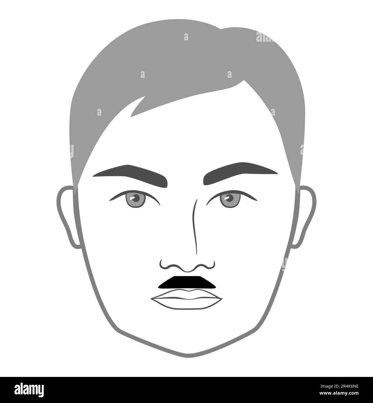 Pyramid mustache Beard style men face illustration Facial hair. Vector grey black portrait male Fashion template flat barber collection set. Stylish hairstyle isolated outline on white background. Stock Vector