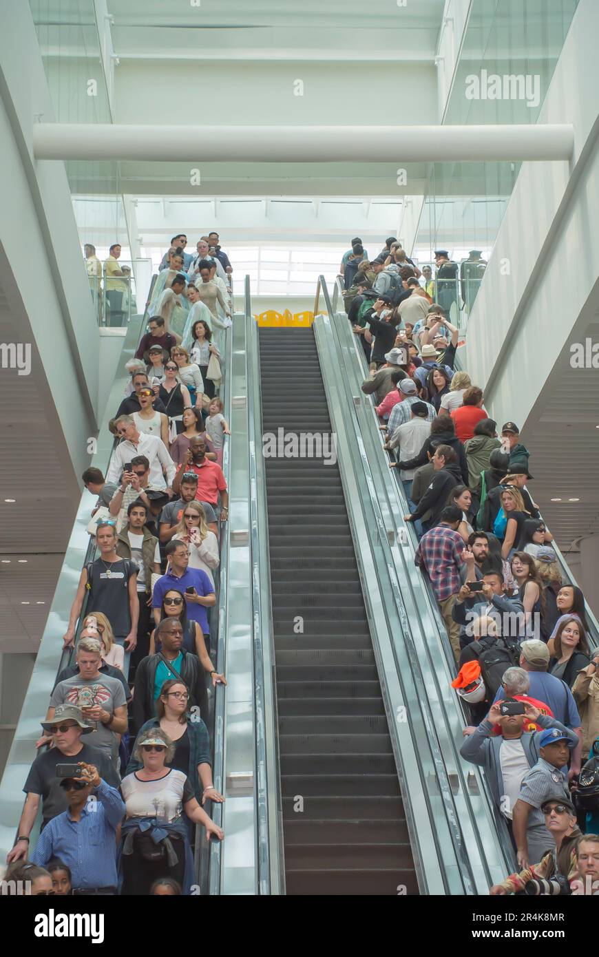 People Riding Escalator Stock Photo