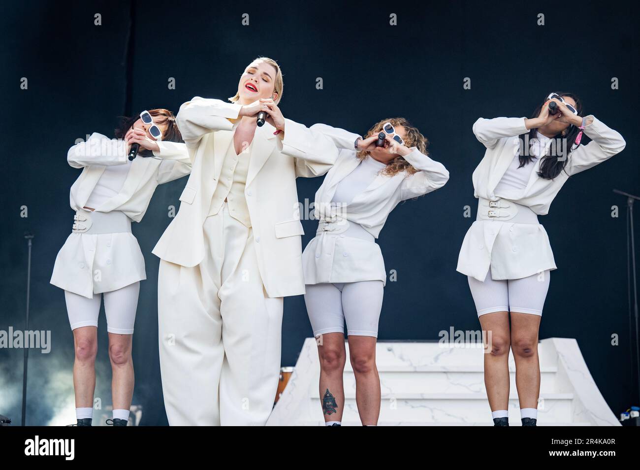 Warrington, UK. 28th May 2023.Self Esteem peforms on the main stage on day 2 of Warrington's NBHD Weekender Festival 2023,  Credit:  Gary Mather/Alamy Live News Stock Photo