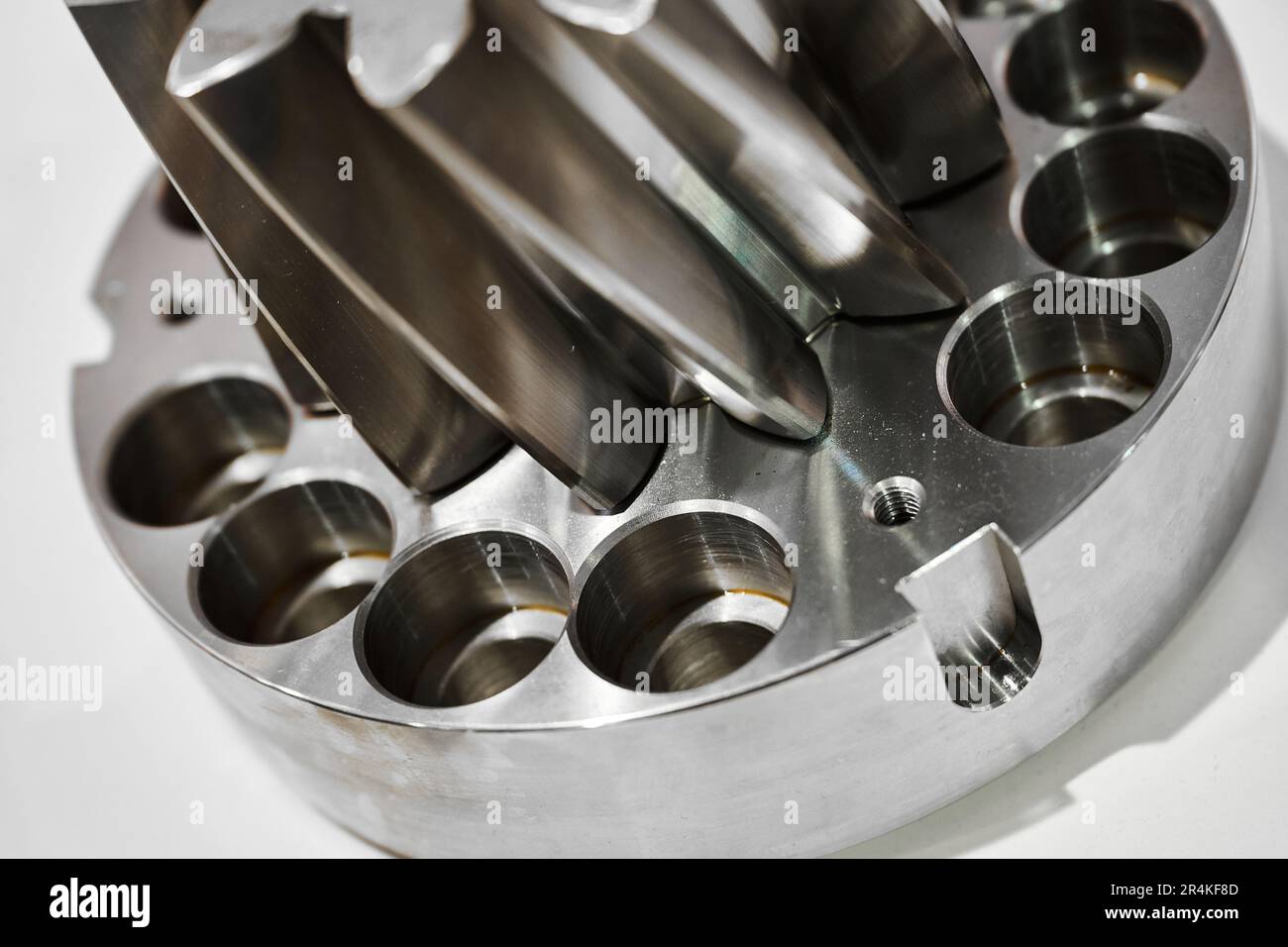 Helical gear. Backlash free spur gear system on light Stock Photo Alamy