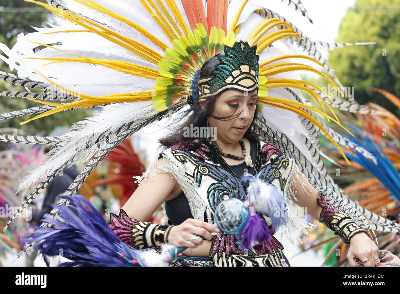 San Francisco, California, USA. 28th May, 2023. Dazzling performers adorned in extravagant costumes take to the streets of San Francisco for Carnaval, an annual celebration of unity and diversity. Credit: Tim Fleming/Alamy Live News Stock Photo
