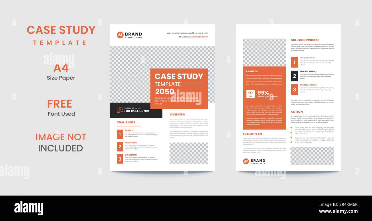 Business case study template Case Study Booklet Double Side Flyer Layout Stock Vector Image
