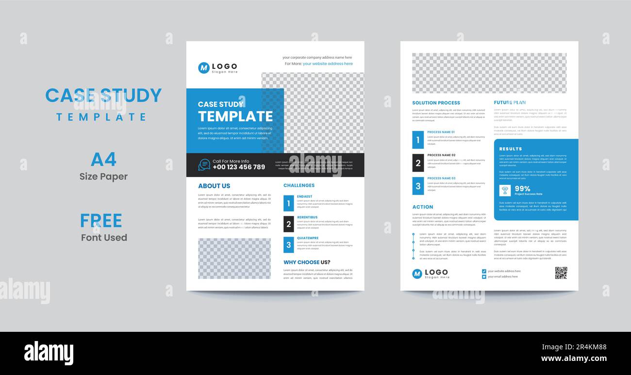 Business case study template Case Study Booklet Double Side Flyer Layout Stock Vector Image
