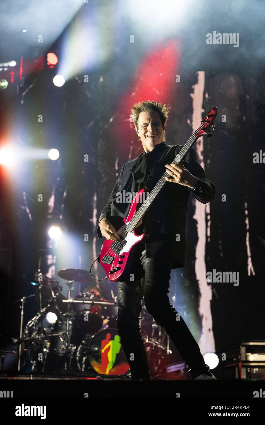 Napa, USA. 27th May, 2023. John Taylor of Duran Duran performs on Day 2 of BottleRock Napa Valley Music Festival at Napa Valley Expo on May 27, 2023 in Napa, California. Photo: Chris Tuite/imageSPACE Credit: Imagespace/Alamy Live News Stock Photo