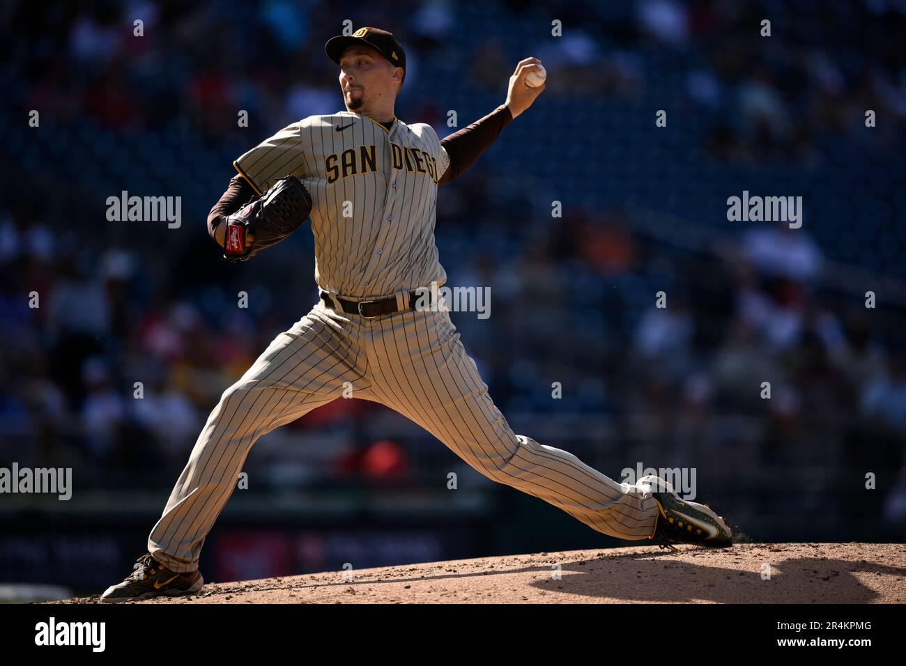 San Diego Padres starting pitcher Blake Snell (4) in action during a baseball game against the
