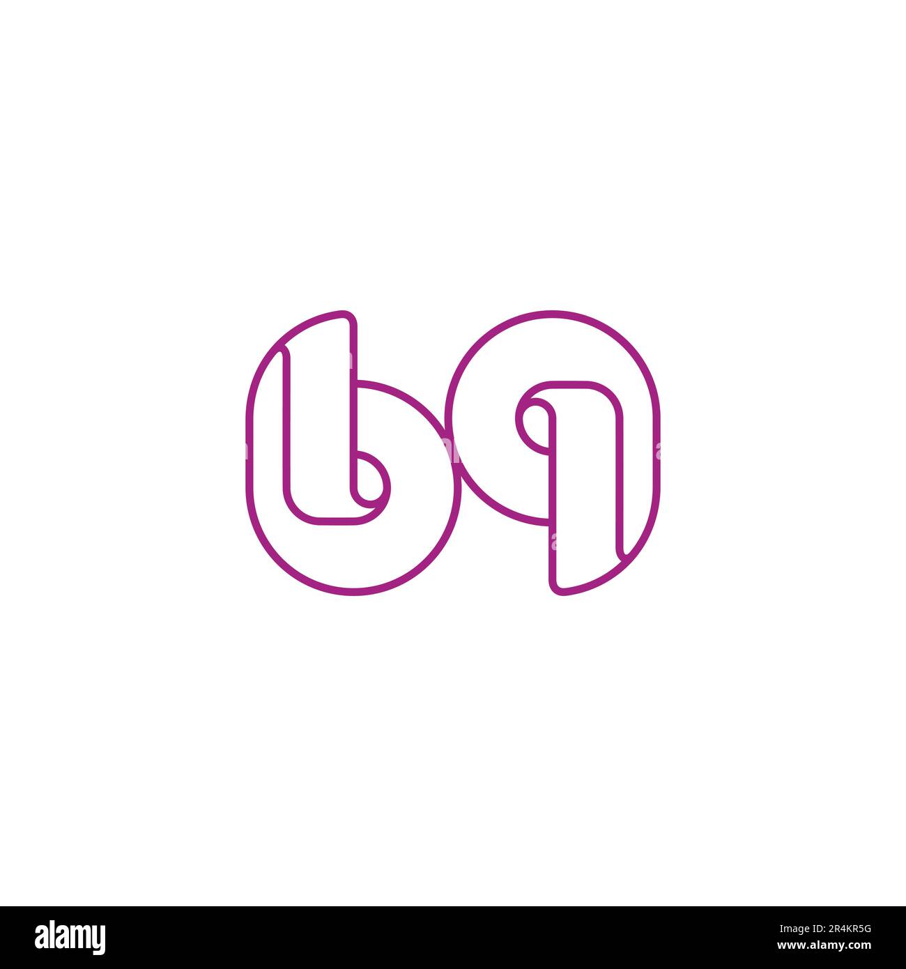 letter bq circle linked thin line geometric logo vector Stock Vector
