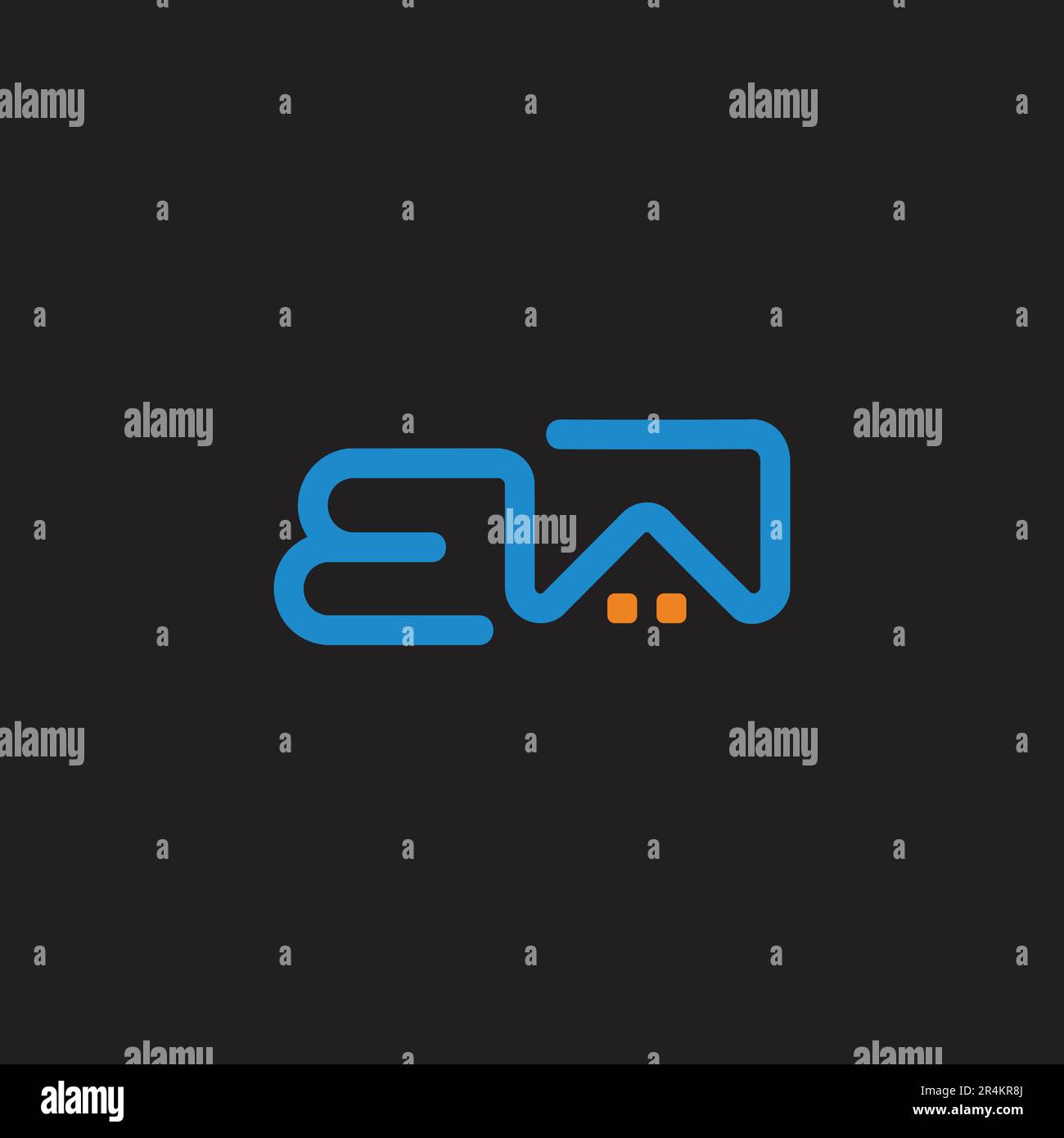 letter ew home night shape logo vector Stock Vector