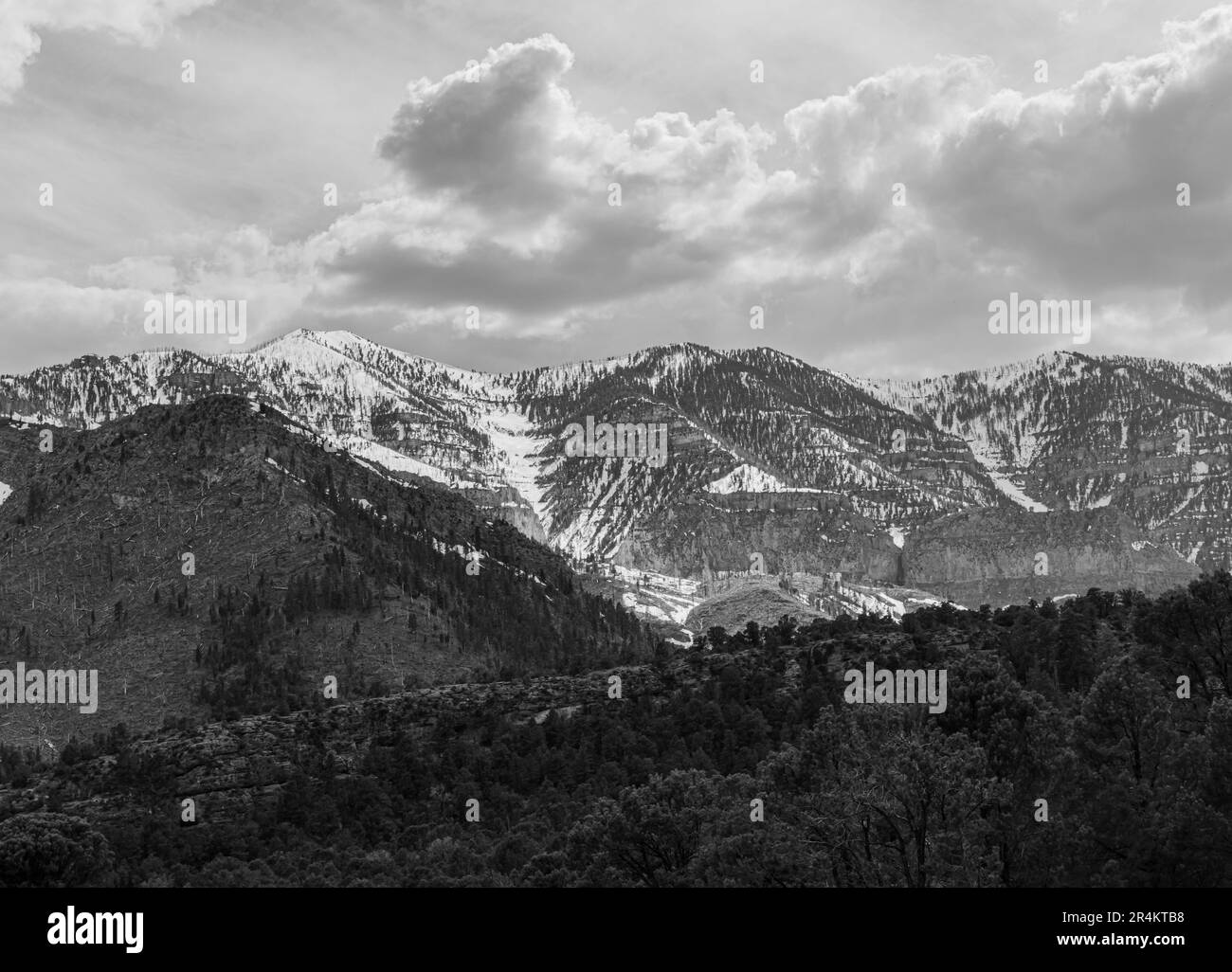 Snow Covered Peaks of The Spring Mountains Range, Spring Mountains National Recreation Area, Nevada, USA Stock Photo