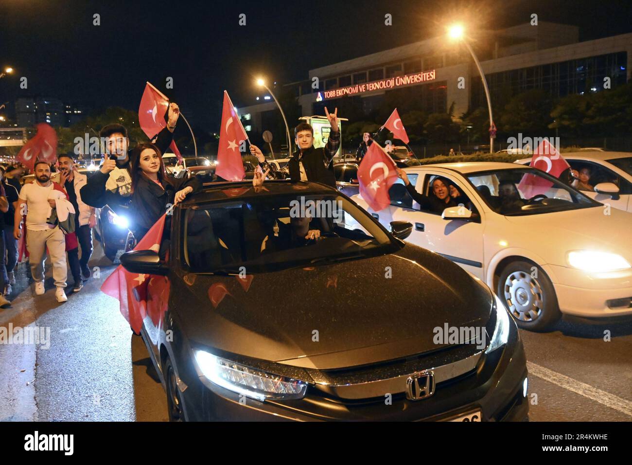 Supporters of Turkish President Recep Tayyip Erdogan celebrate in the ...
