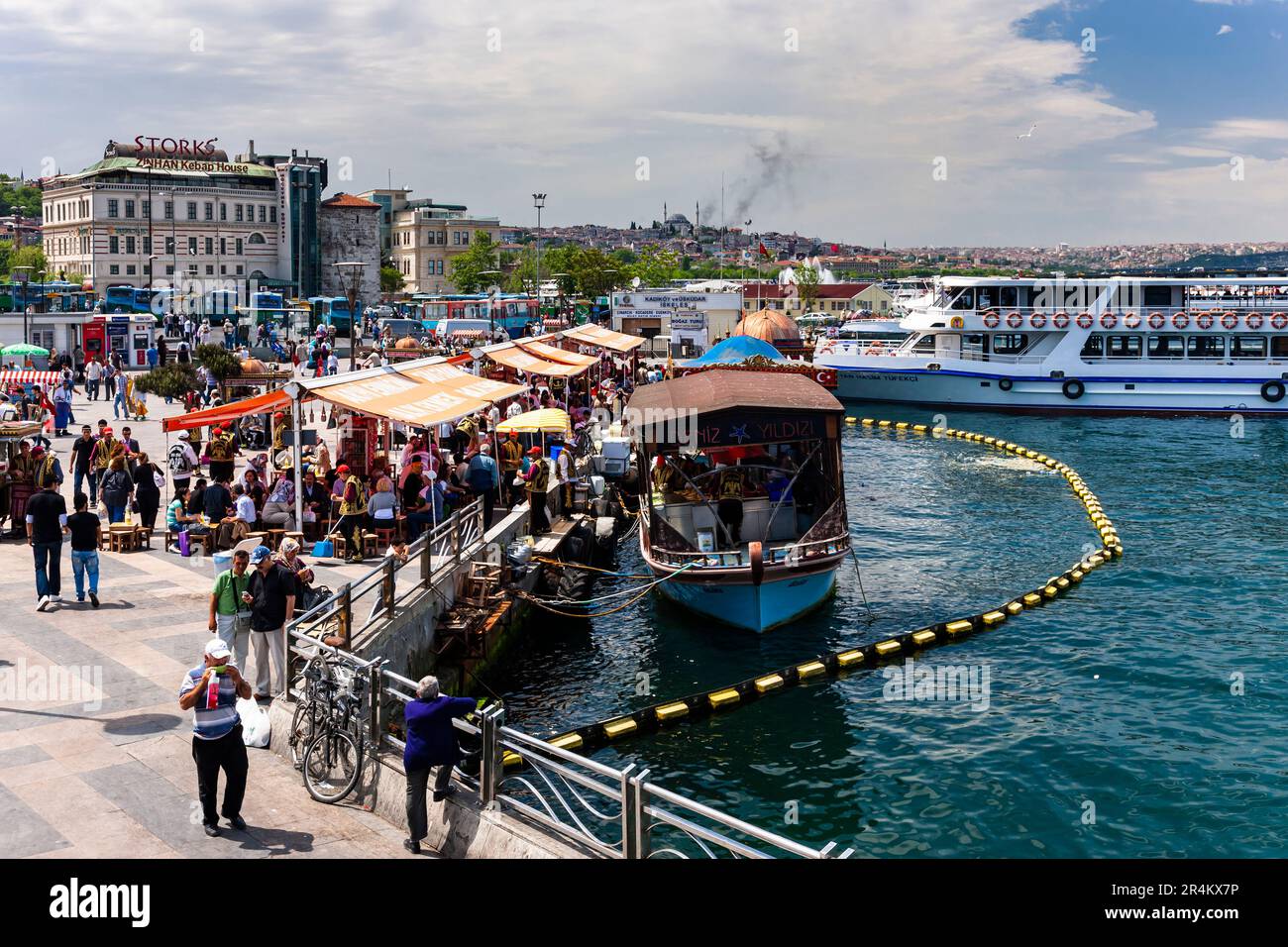 Ferry terminal of Golden Horn, near Galata bridge, european side, Istanbul, Turkey Stock Photo