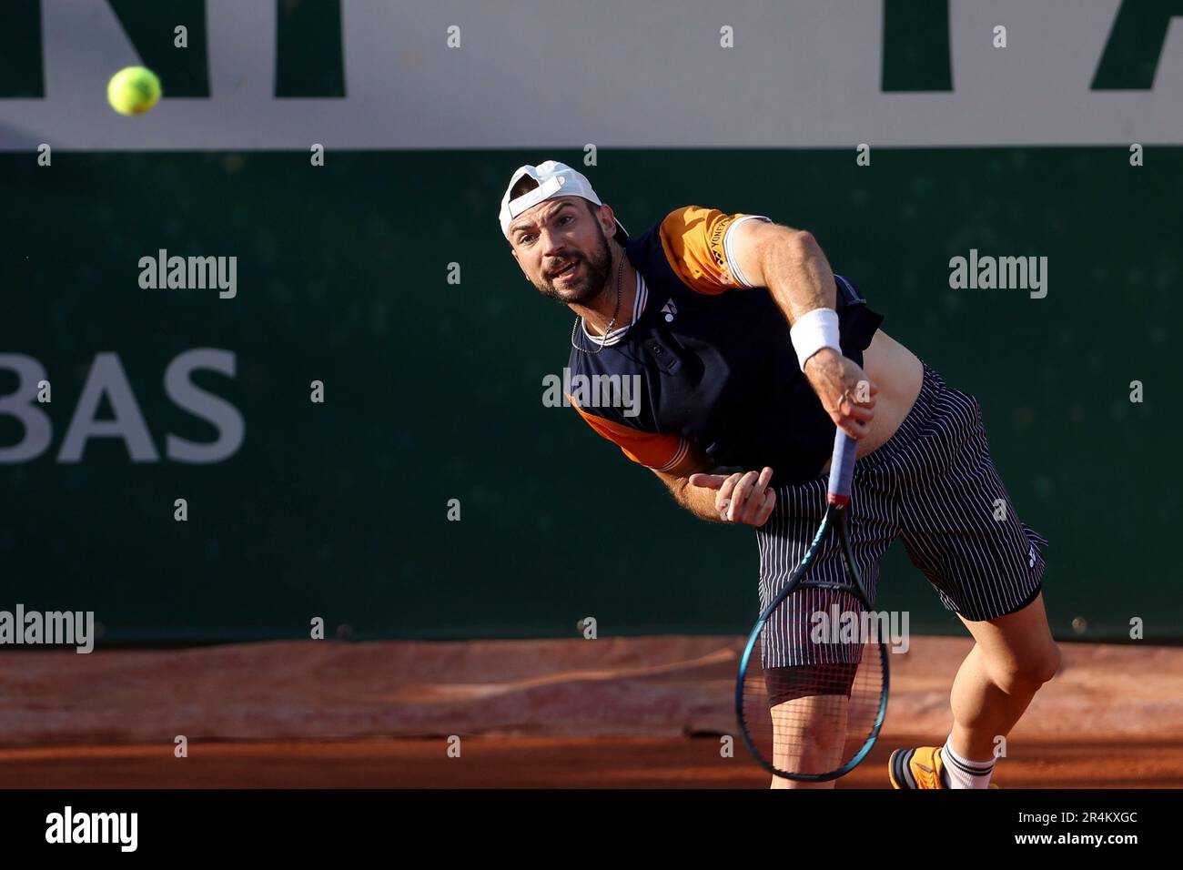 Paris, France. 28th May, 2023. Jurij Rodionov of Austria during day 1 of  the 2023 French Open, Roland-Garros 2023, second Grand Slam tennis  tournament of the year, on May 28, 2023 at