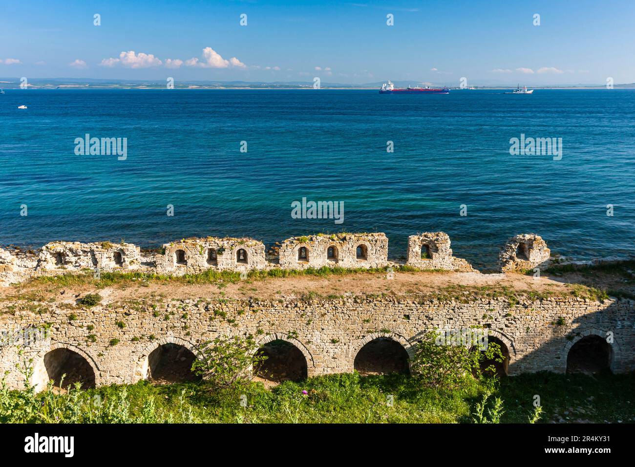 Seddulbahir(Sedd el Bahr) fortress, ancient rampart, Tip of Gelibolu ...