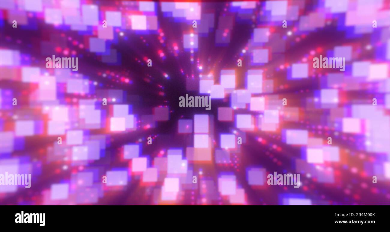 Abstract blue futuristic hi-tech energy particles dots and squares ...