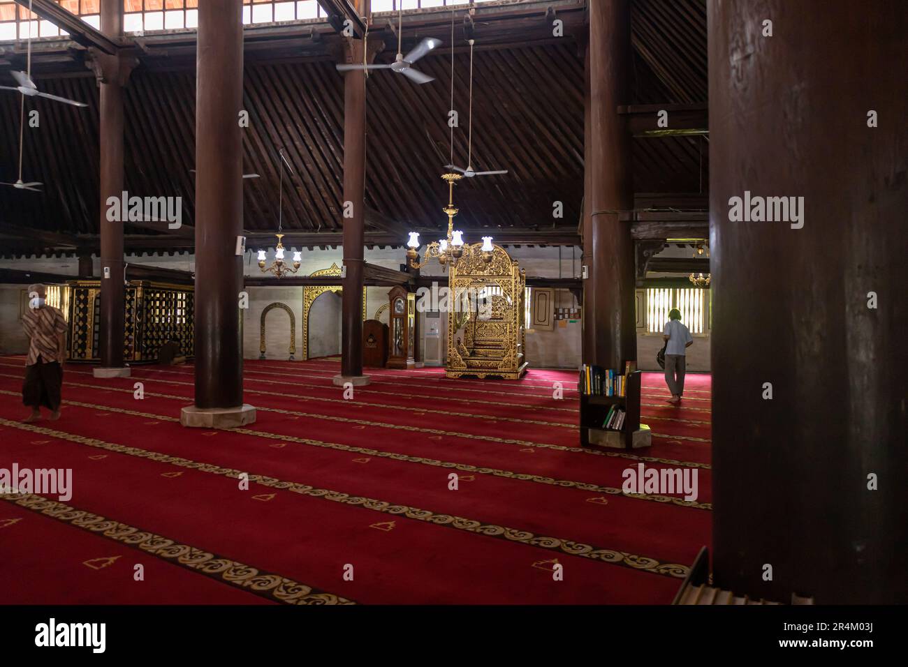 Yogyakarta, Indonesia - March, 2023: Interior of Gedhe Kauman Mosque in
