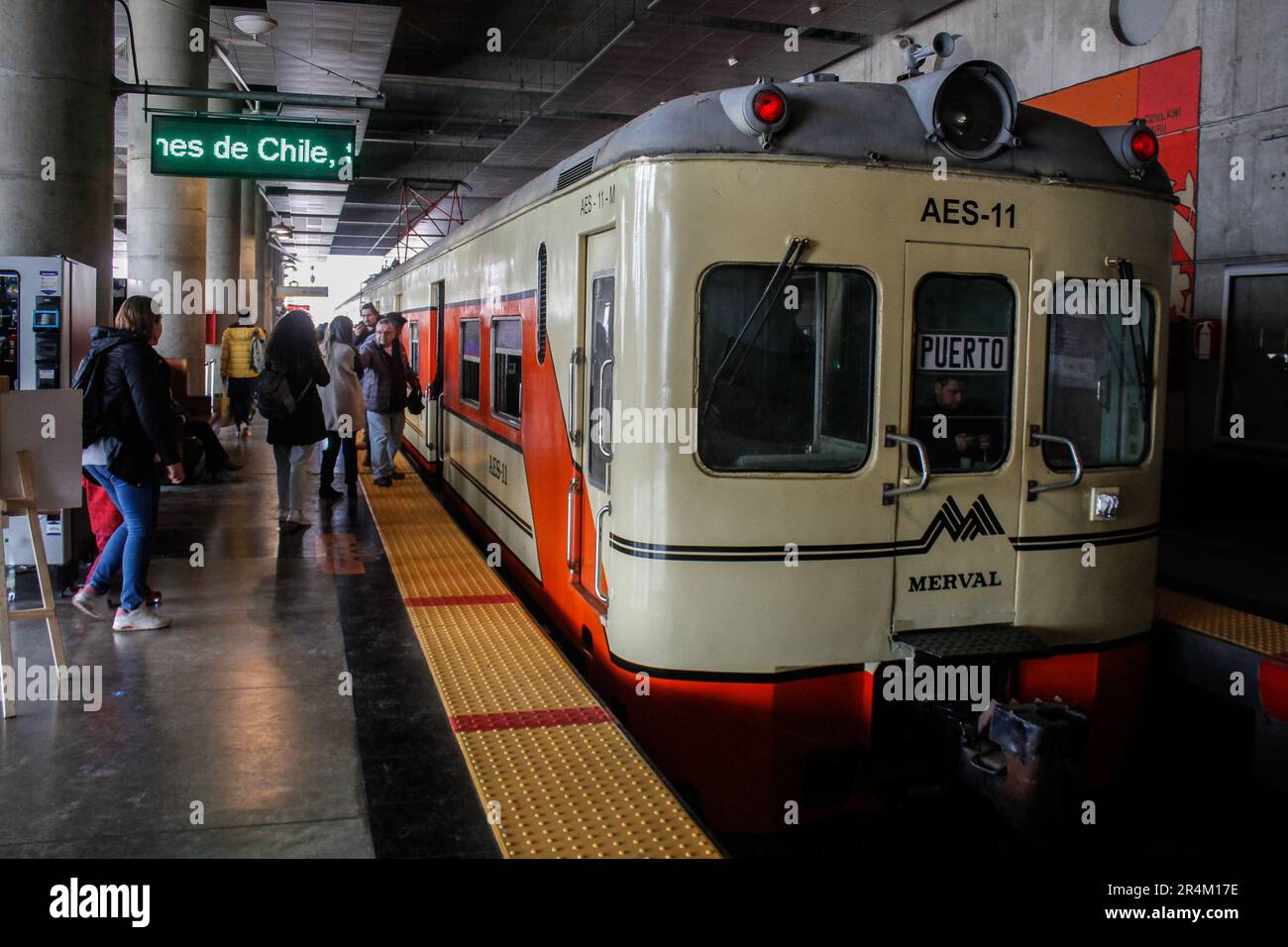 Valparaiso, Chile. 28th May, 2023. Train Aes-11 is exhibited on ...