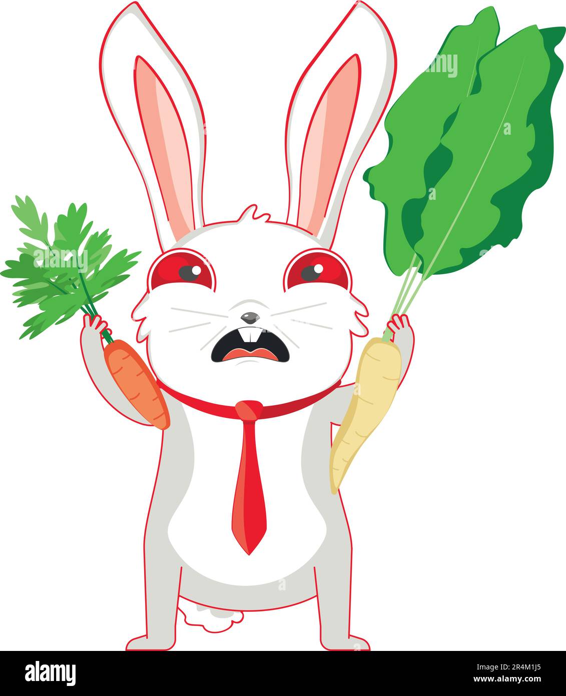 Cute cartoon white rabbit and carrot illustration Stock Vector Image