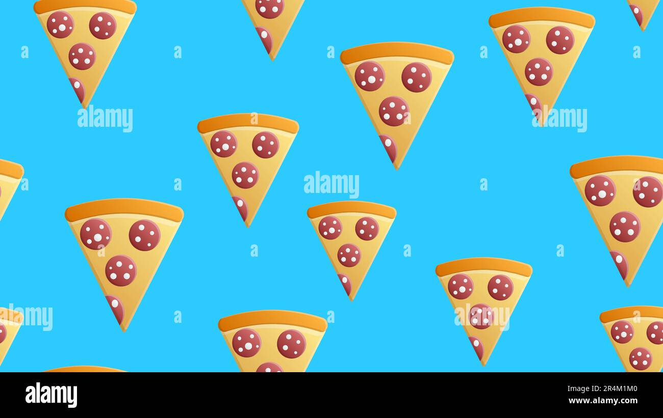 Hand drawn different pizza slices seamless pattern. Pizzeria background. Stock Vector
