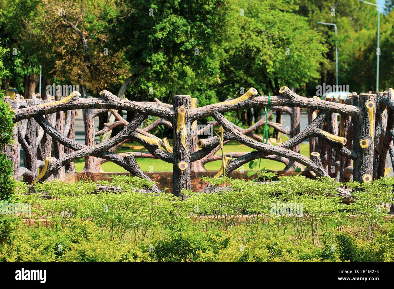 wooden fence boundary in the garden Stock Photo Alamy