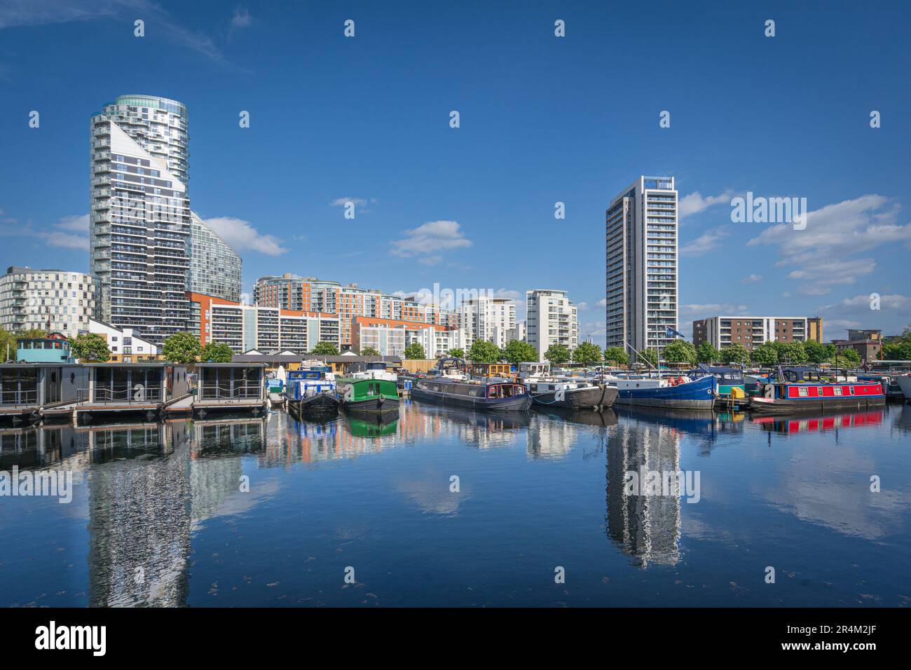 Poplar Dock marina in Canary wharf London Stock Photo