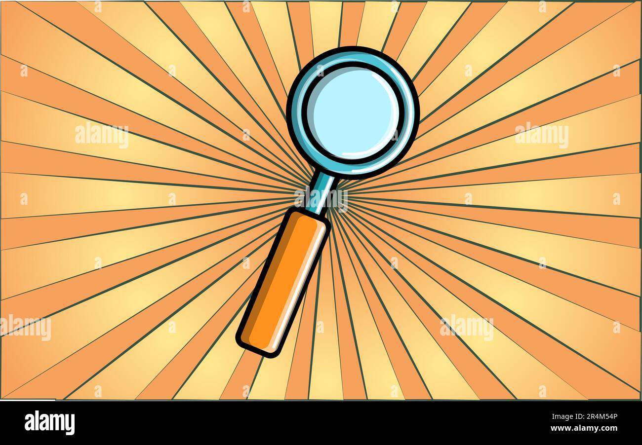 Medical optical science glass search magnifier with pen on abstract