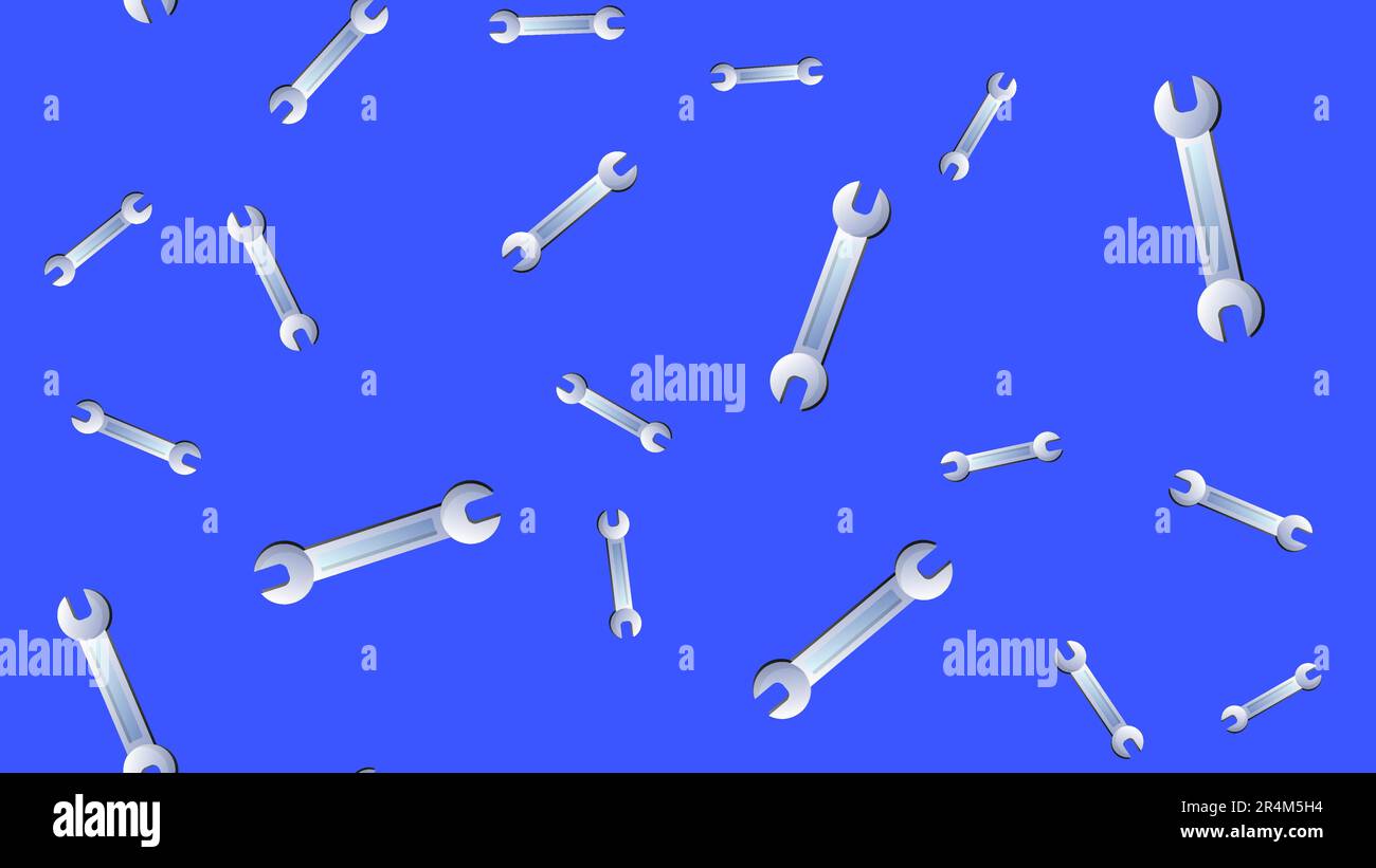 Vintage Wrench Hand Drawn Seamless Pattern Background. Vector. Pliers, hardware. Stock Vector