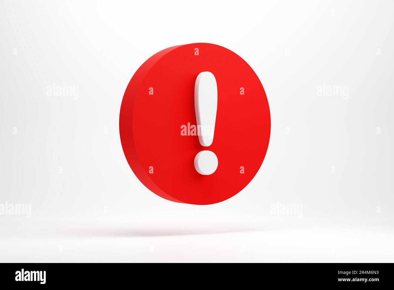 Red exclamation mark symbol on white background. Risk, attention, caution or warning sign. Alert