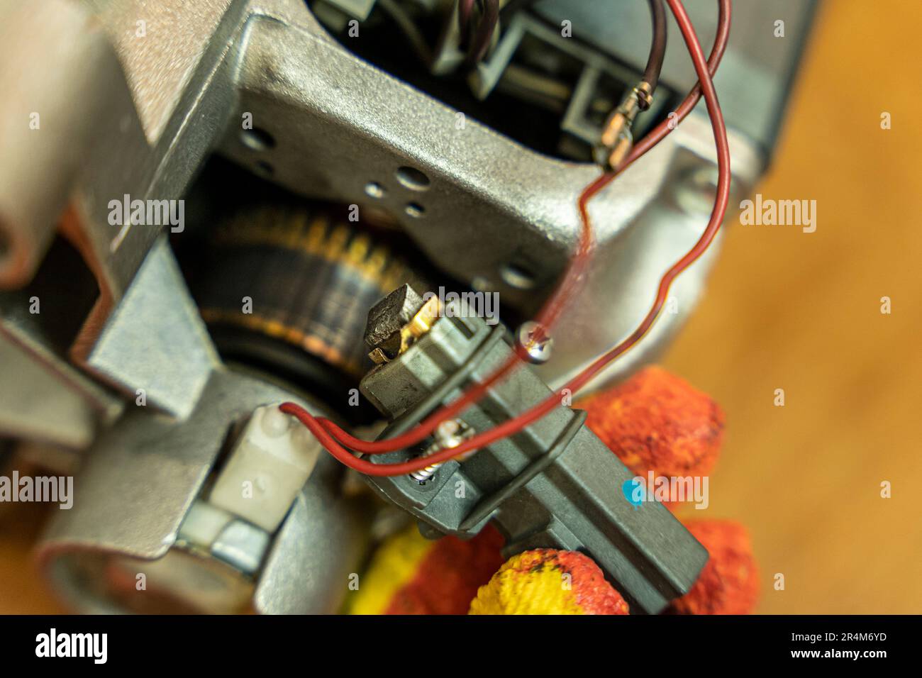 process of repairing the electric motor of a washing machine Stock