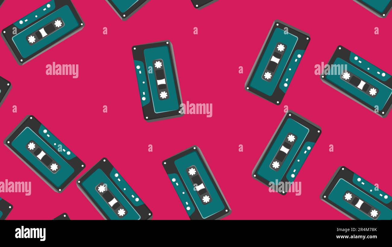Seamless pattern endless with music audio cassettes old retro vintage ...