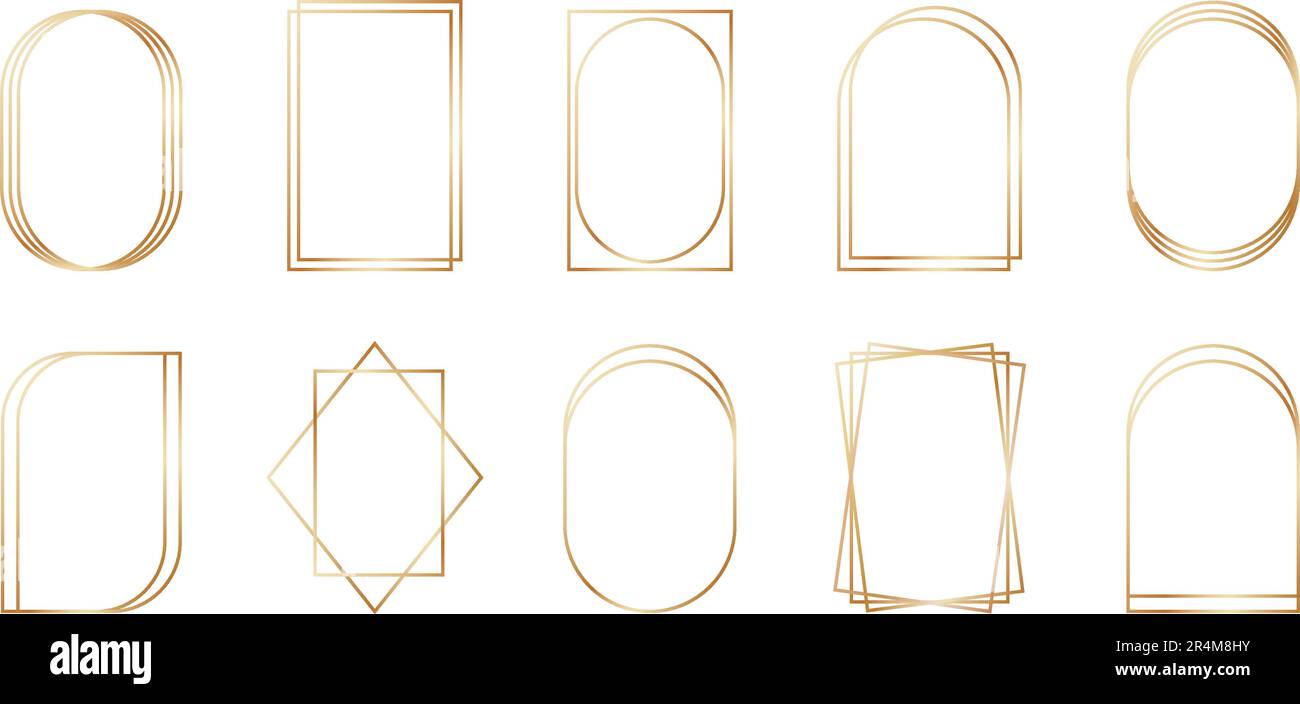 Golden geometric frames in art deco style. Luxury gold borders for for  wedding invitation. Thin line oval and rectangle set for invitation  decoration Stock Vector Image \u0026 Art - Alamy, image size:1300x704