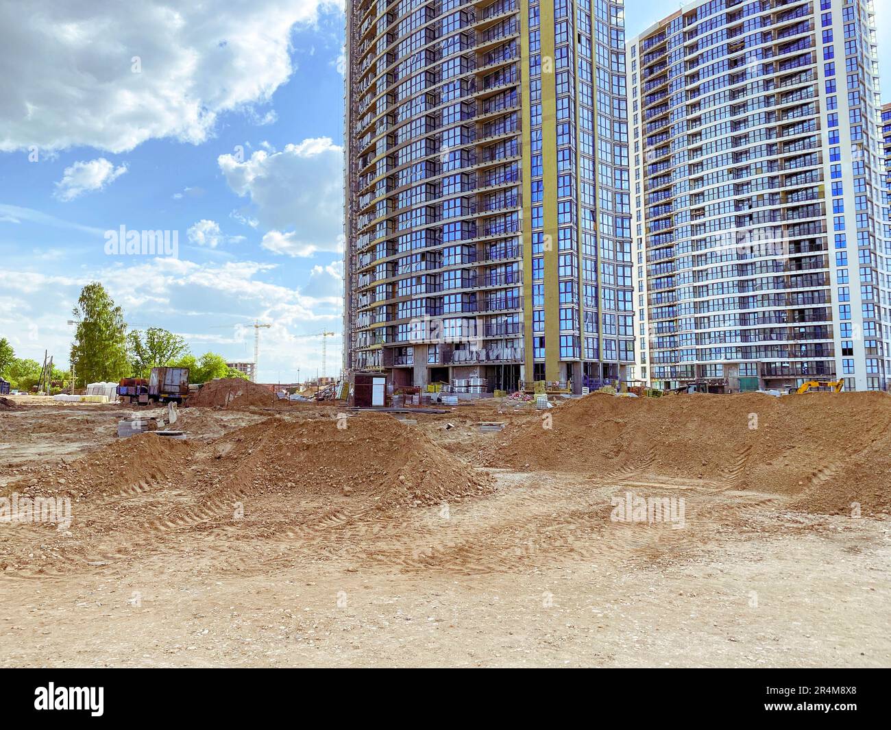 high, glass houses, concrete high-rise buildings. modern neighborhood ...