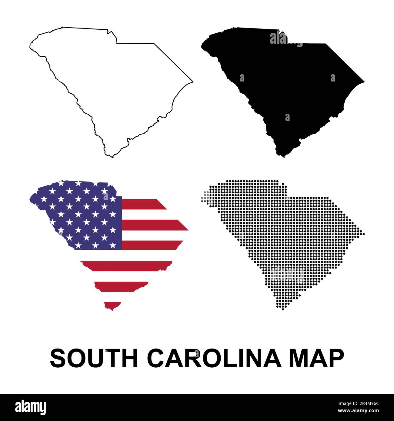 Set of South carolina map, united states of america. Flat concept