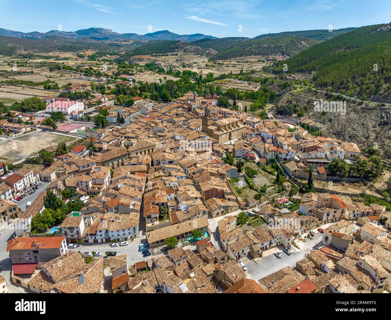 Aerial panoramic view of Rubielos de Mora province of Teruel listed as beautiful towns of Spain Stock Photo