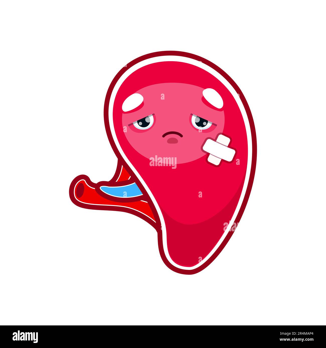 Cartoon sick spleen character, injured unhealthy human organ, isolated ...