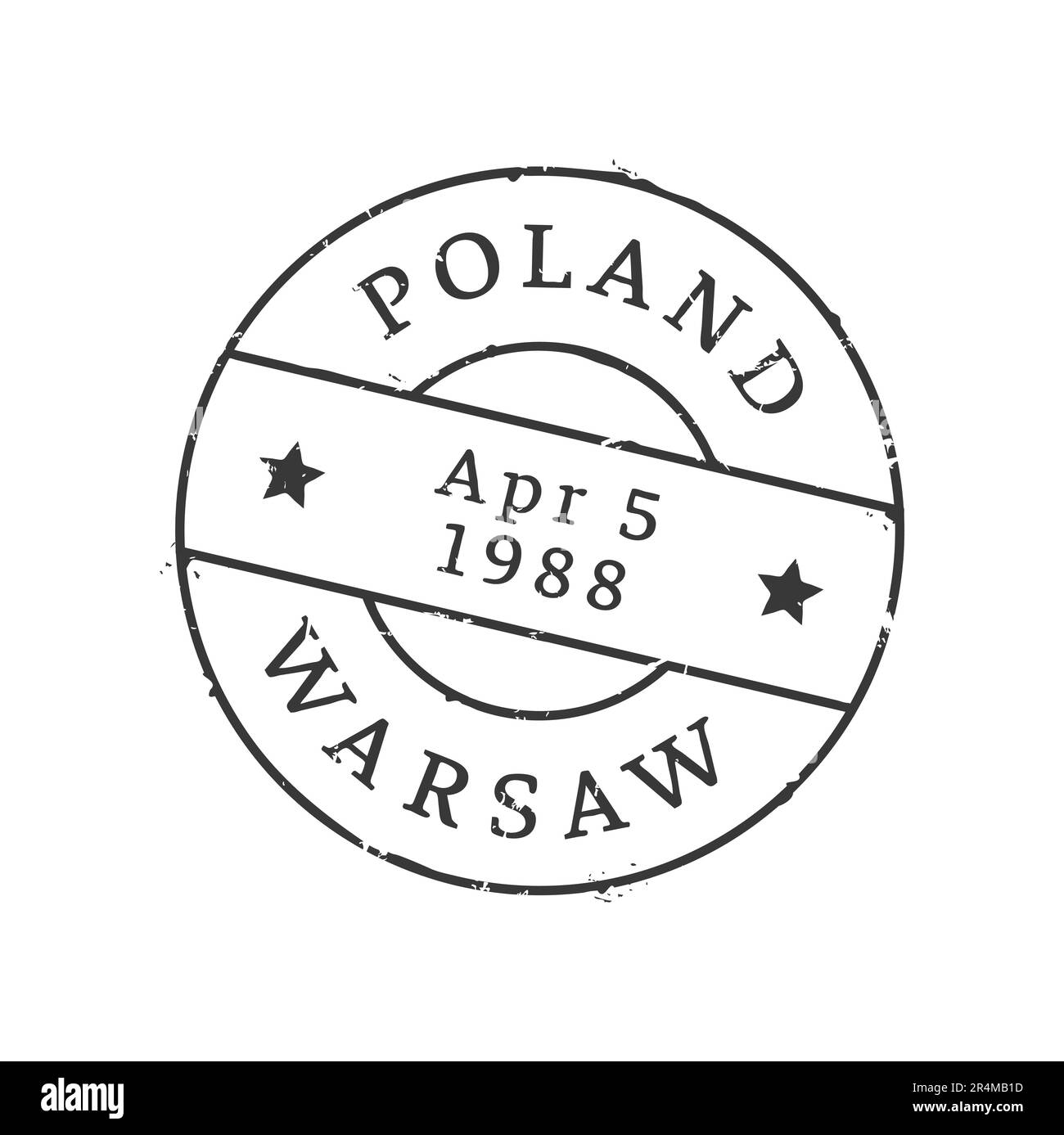 Warsaw postage and postal stamp. Postage Poland city ink stamp, postal letter envelope or parcel European town vector vintage seal or mail delivery departure country or Warsaw city retro mark Stock Vector
