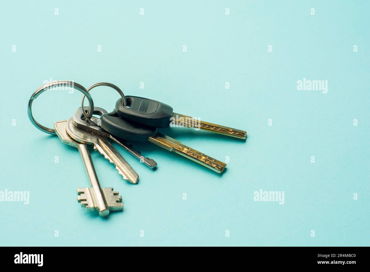 Keys with on color background with copy space Stock Photo