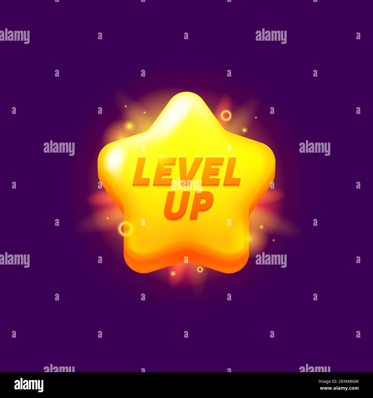 Game Level Up Reward Star Rate Icon Or Golden Badge Vector Gui Rank