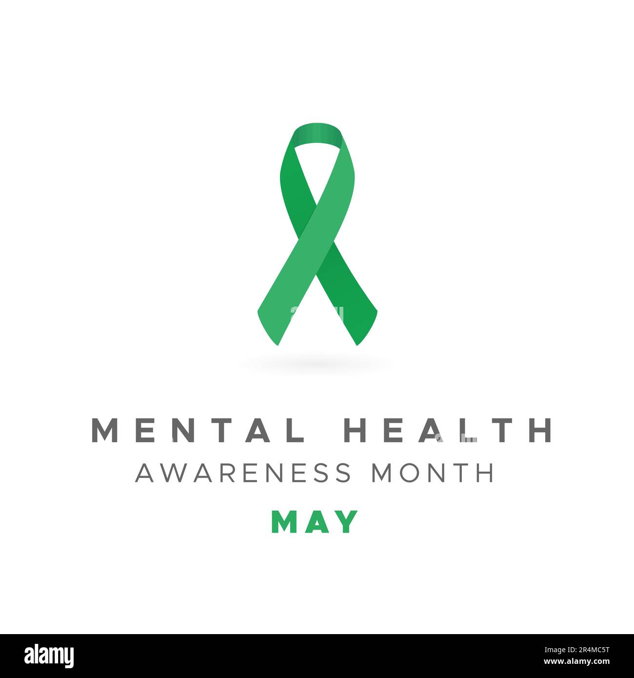 May is Mental Health awareness month. Green awareness ribbon. Vector