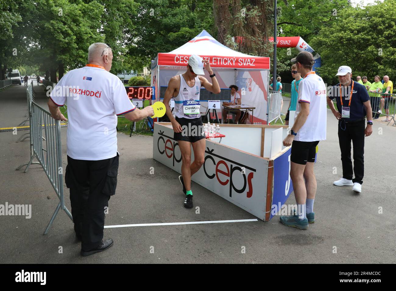 A race walker in the penalty zone in the 20km Men at the European Race ...