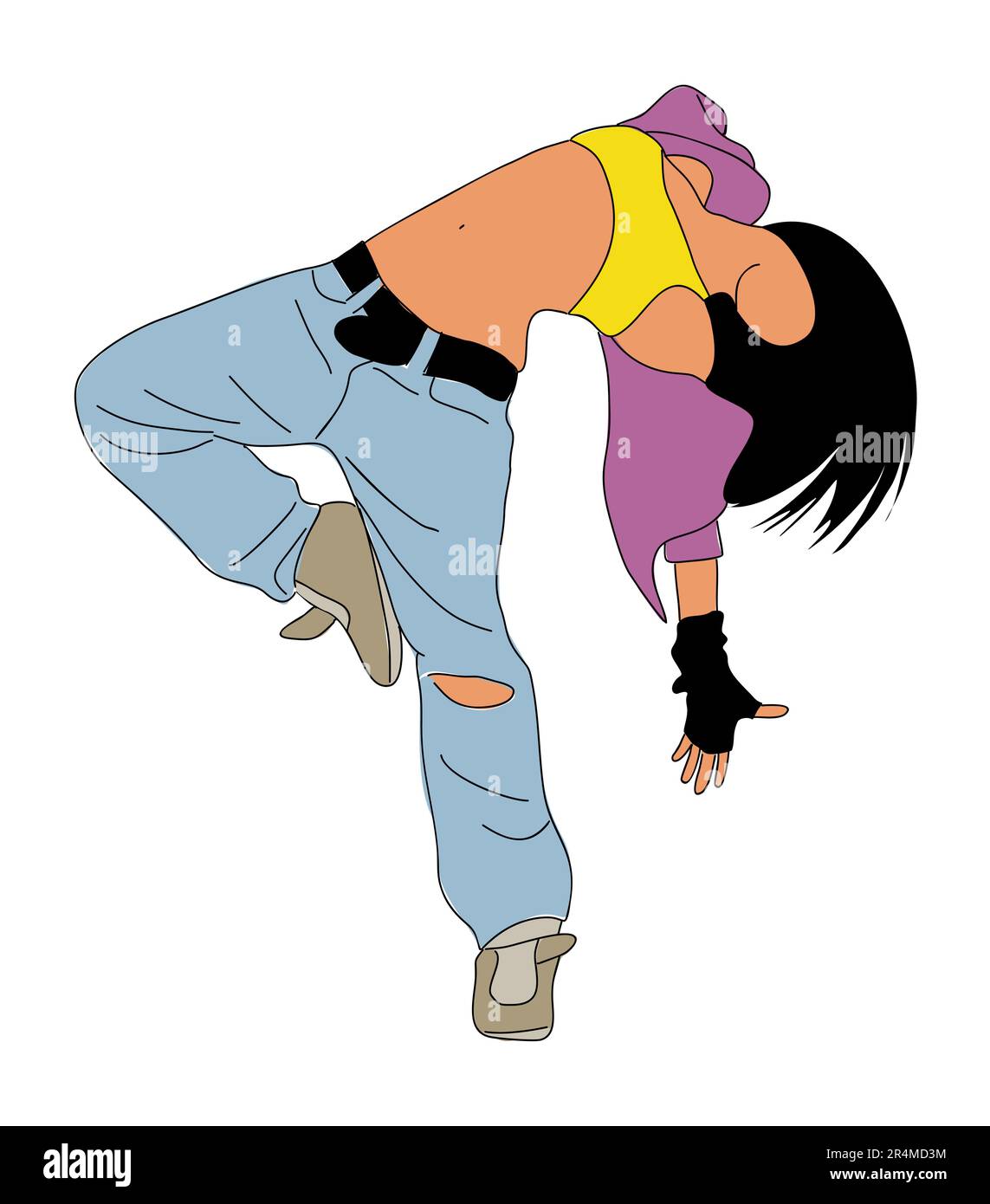 Teenager dancer hip hop, breakdance outline vector Stock Vector Image ...