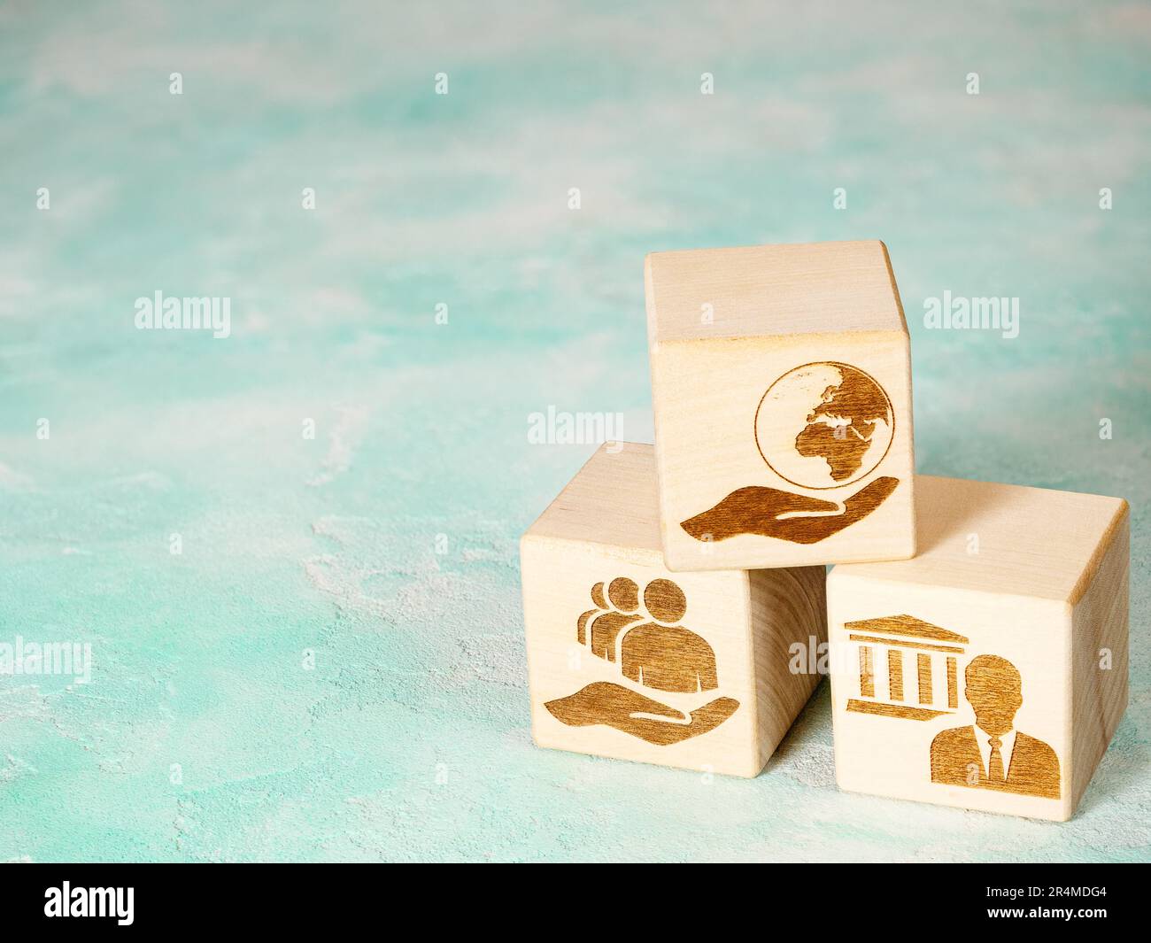ESG symbols as a concept of environmental conservation, governance and social policy Stock Photo