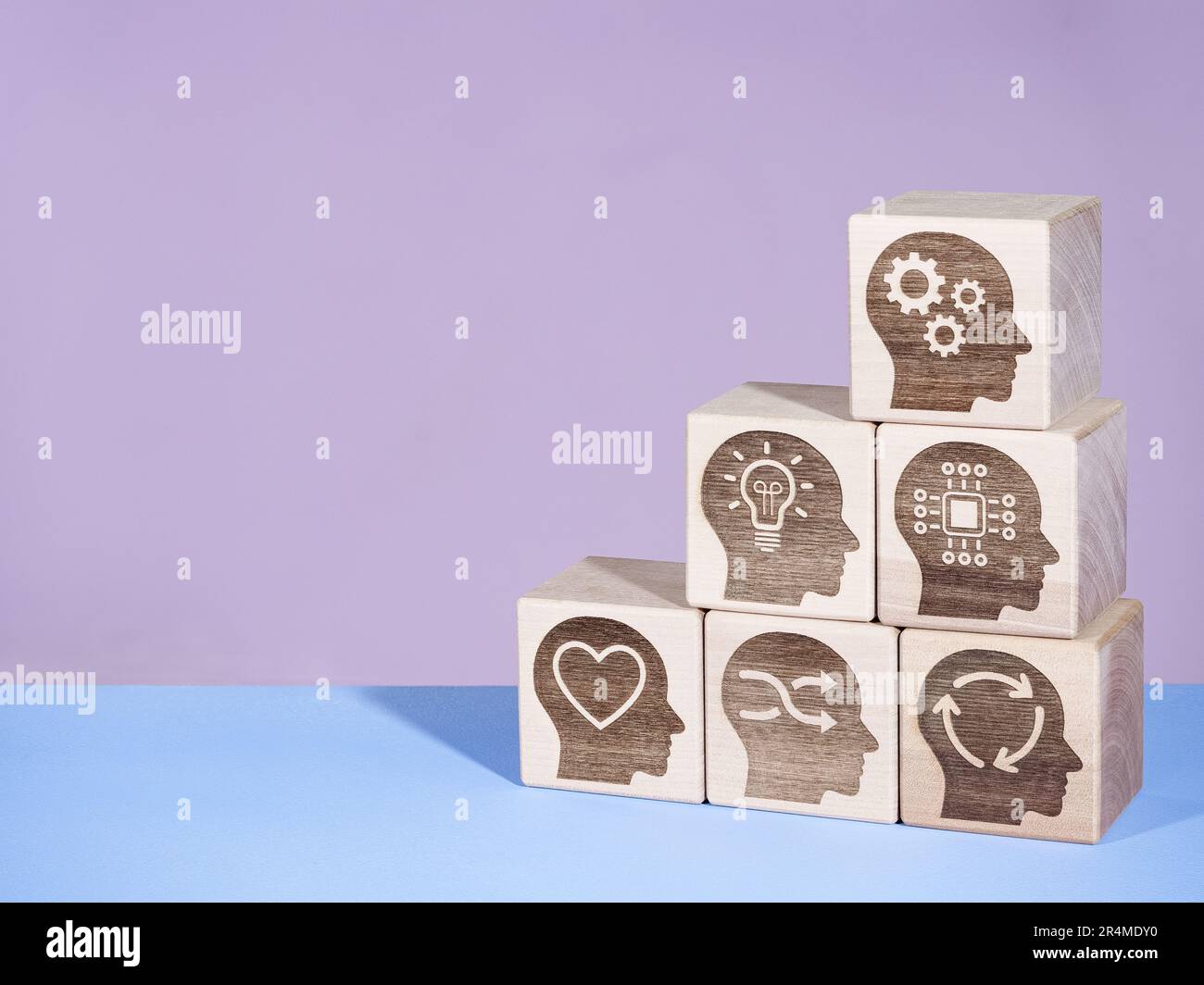 Soft power concept as DIGITAL, THINKING and MANAGEMENT symbols on wooden cubes Stock Photo