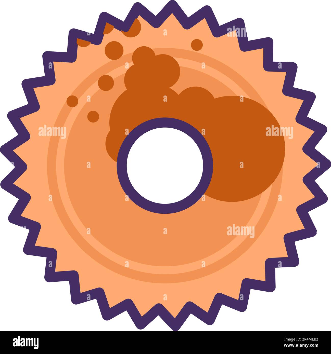 Rusty circular saw blade. Production waste in carpentry workshop. Flat icon in stroke, element for infographics design. Simple cartoon outline vector Stock Vector