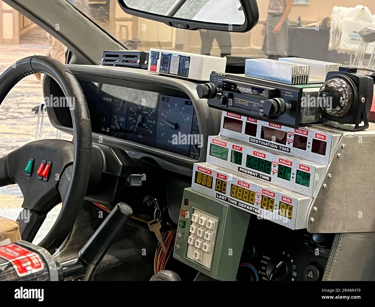 a futuristic gullwing door time travel car Stock Photo Alamy