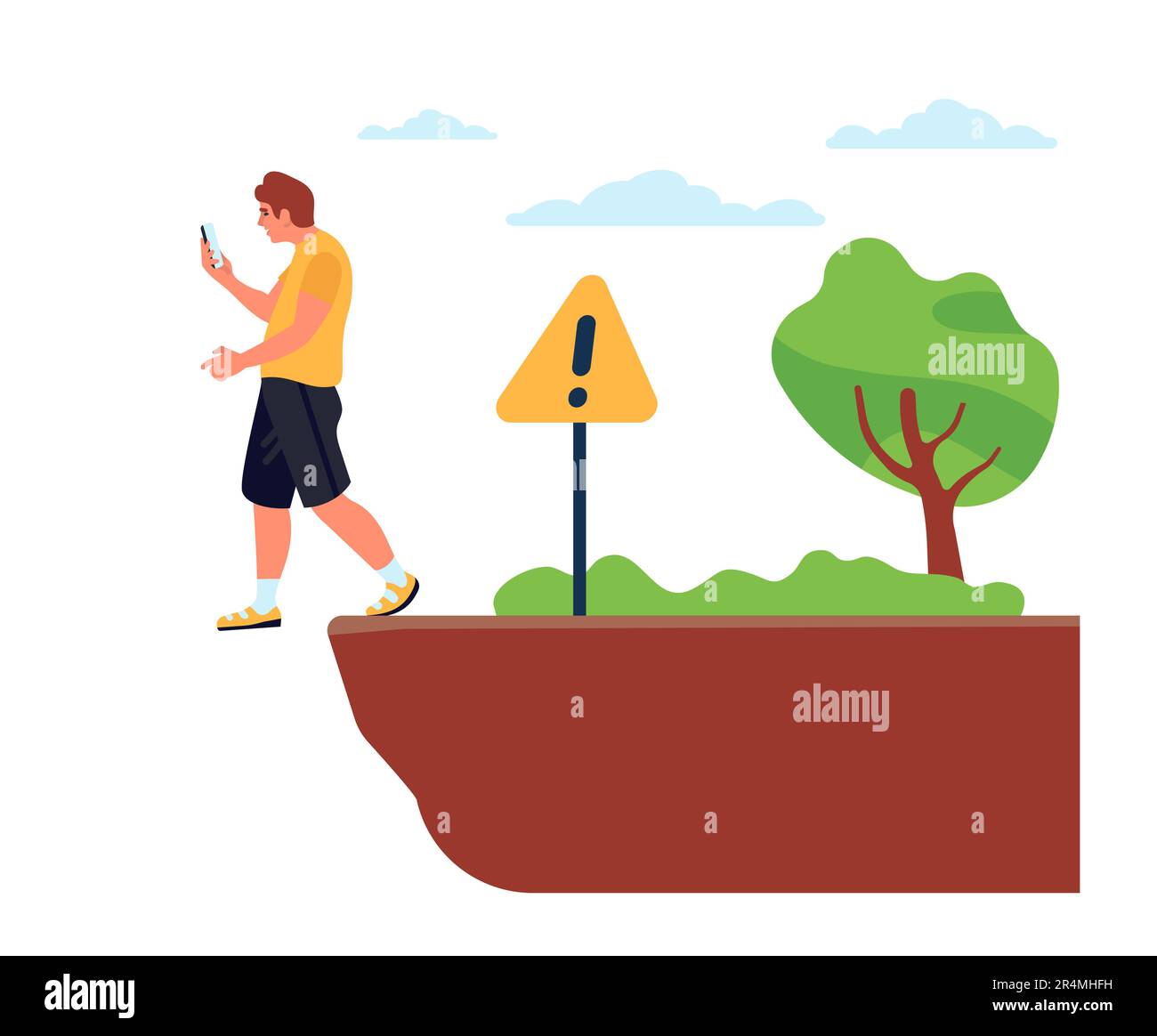 Smartphone addiction, guy looks at his phone and doesnt see that hes 
